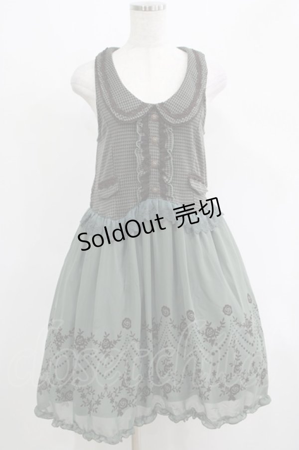 画像1: axes femme / シフォン切替ワンピース M グリーン H-25-04-20-021-AX-OP-NS-ZH (1)