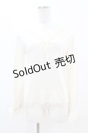 画像: axes femme / 繊細レース長袖インナー M アイボリー H-25-04-21-041-AX-TO-NS-ZH