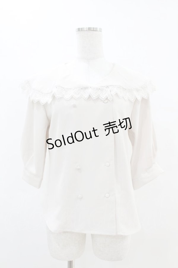 画像1: an another angelus / ダブル釦レース使いビッグカラーブラウス Free PINK BEIGE H-25-04-21-045-CA-BL-NS-ZH (1)