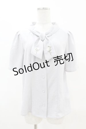 画像: an another angelus / ローズ刺繍ボウタイブラウス Free BLUEGRAY H-25-04-21-052-CA-BL-NS-ZH