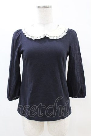 画像: Franche Lippee / レース襟付きカットソー M ネイビー H-25-04-21-057-LO-TO-NS-ZH