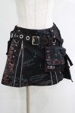 画像1: MAD / ベルト付プリントスカート S 黒 H-25-04-21-1027-PU-SK-KB-ZH (1)