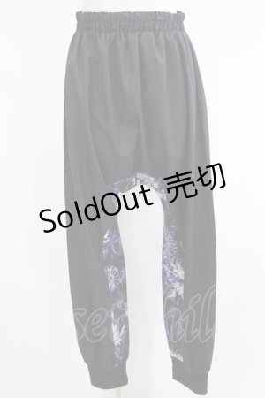 画像: NieR Clothing / ブロッキングサルエルパンツ  黒×和柄九尾紫 H-25-04-21-1031-PU-PA-KB-ZH
