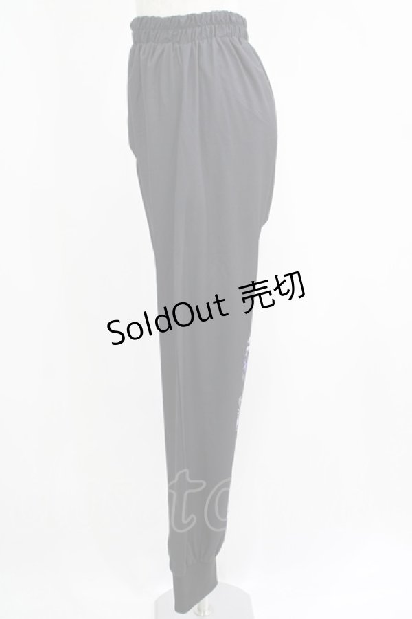 画像2: NieR Clothing / ブロッキングサルエルパンツ  黒×和柄九尾紫 H-25-04-21-1031-PU-PA-KB-ZH (2)