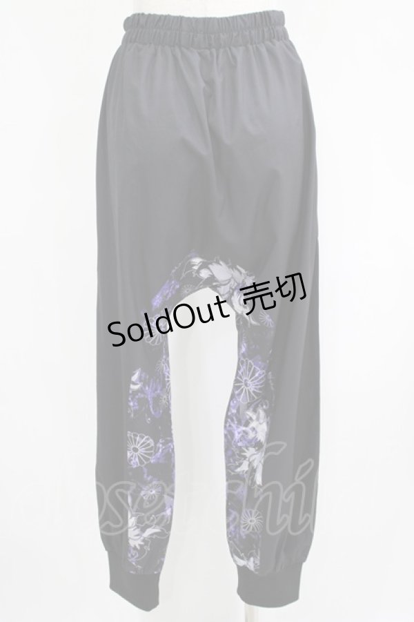 画像3: NieR Clothing / ブロッキングサルエルパンツ  黒×和柄九尾紫 H-25-04-21-1031-PU-PA-KB-ZH (3)