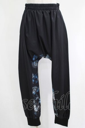 画像: NieR Clothing / ブロッキングサルエルパンツ  黒×和柄九尾水色 H-25-04-21-1032-PU-PA-KB-ZH