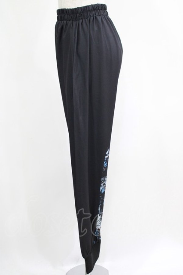 画像2: NieR Clothing / ブロッキングサルエルパンツ  黒×和柄九尾水色 H-25-04-21-1032-PU-PA-KB-ZH (2)