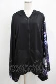 画像1: NieR Clothing / 着物風袖ZIPパーカー  黒×和柄九尾紫 H-25-04-21-1039-PU-TO-KB-ZH (1)