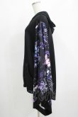画像2: NieR Clothing / 着物風袖ZIPパーカー  黒×和柄九尾紫 H-25-04-21-1039-PU-TO-KB-ZH (2)