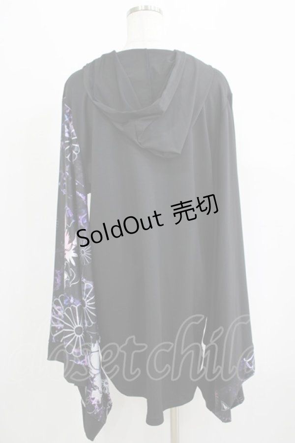 画像3: NieR Clothing / 着物風袖ZIPパーカー  黒×和柄九尾紫 H-25-04-21-1039-PU-TO-KB-ZH (3)