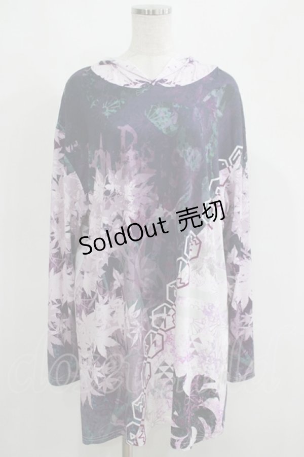 画像1: NieR Clothing / プリントプルパーカー  総柄プリント紫 H-25-04-21-1042-PU-TO-KB-ZH (1)