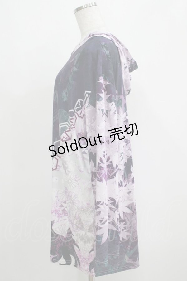 画像2: NieR Clothing / プリントプルパーカー  総柄プリント紫 H-25-04-21-1042-PU-TO-KB-ZH (2)