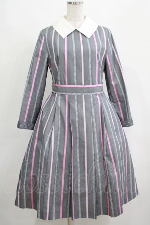 画像: Jane Marple / Ribbon stripe jacquardのパブリックドレス  グレー H-25-04-21-1005-JM-OP-KB-ZH