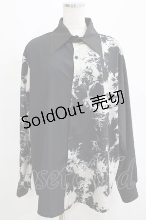 画像: ACDC RAG / プリントブロッキングシャツ  黒 H-25-04-21-1050-PU-BL-KB-ZH