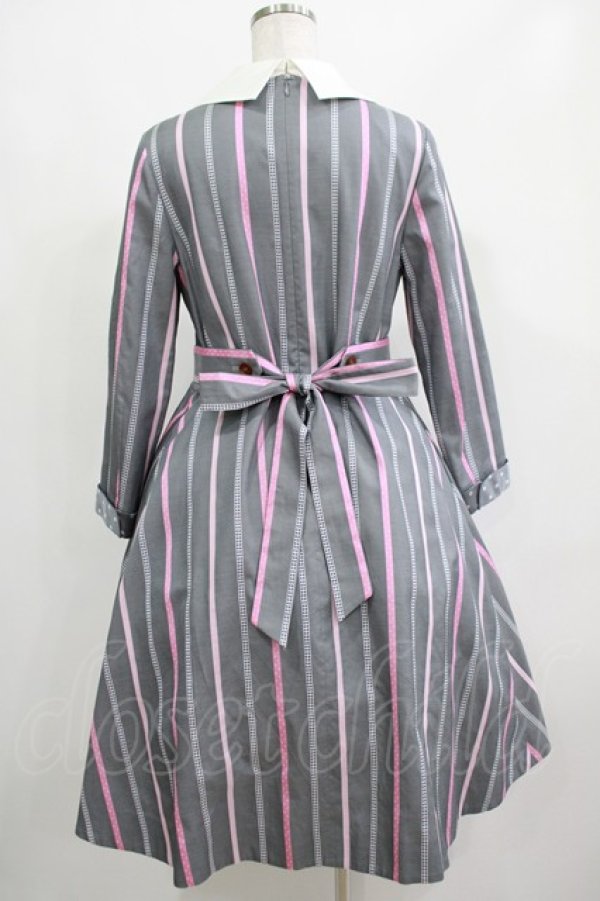 画像3: Jane Marple / Ribbon stripe jacquardのパブリックドレス  グレー H-25-04-21-1005-JM-OP-KB-ZH (3)