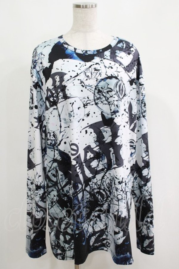 画像1: NieR Clothing / 総柄プリントロンT   H-25-04-21-1060-PU-TO-KB-ZH (1)