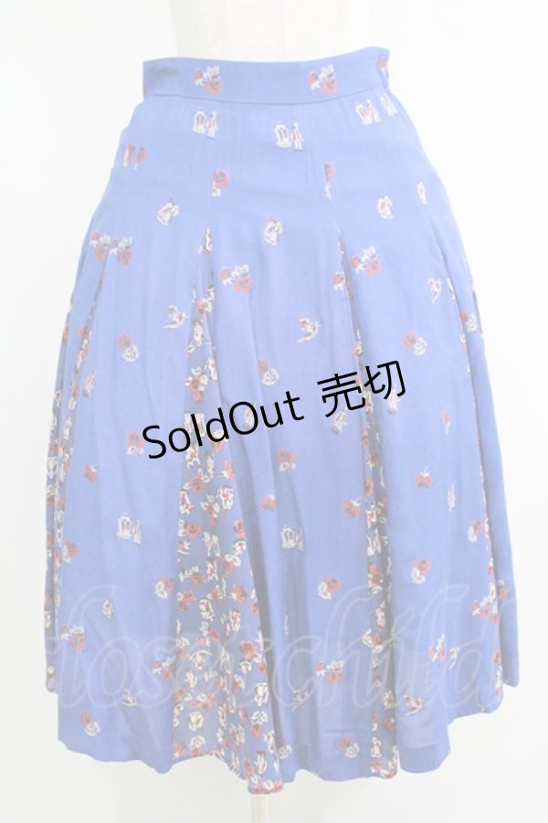 画像1: Jane Marple Dans Le Salon / Dance with rose gored skirt  ブルー H-25-07-17-1020-JM-SK-KB-ZH (1)