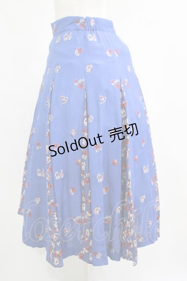 画像2: Jane Marple Dans Le Salon / Dance with rose gored skirt  ブルー H-25-07-17-1020-JM-SK-KB-ZH (2)