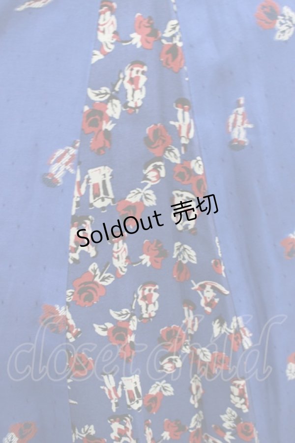 画像4: Jane Marple Dans Le Salon / Dance with rose gored skirt  ブルー H-25-07-17-1020-JM-SK-KB-ZH (4)