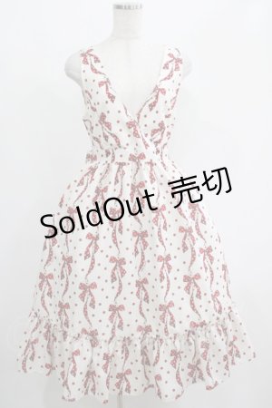 画像: Melody BasKet / ドットリボン結びのジャンパースカート  オフ×レッド H-25-04-21-1002-LO-OP-KB-ZH