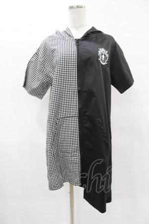 画像: NieR Clothing / 半袖ZIPパーカー  黒×チェック H-25-04-22-044-PU-TO-KB-ZH