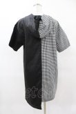 画像2: NieR Clothing / 半袖ZIPパーカー  黒×チェック H-25-04-22-044-PU-TO-KB-ZH (2)