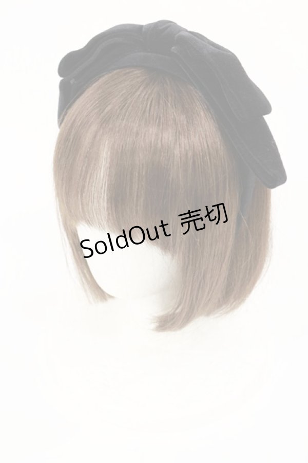 画像1: Fi.n.t / ロゴ刺繍入りベロアリボンカチューシャ  ブラック H-25-04-22-1041-CA-AC-NS-ZH (1)