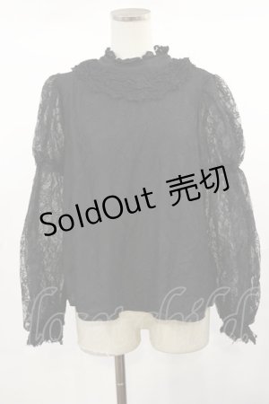 画像: axes femme kawaii / レーシー2段パフ袖ブラウス M ブラック H-25-04-22-1019-AX-BL-NS-ZH