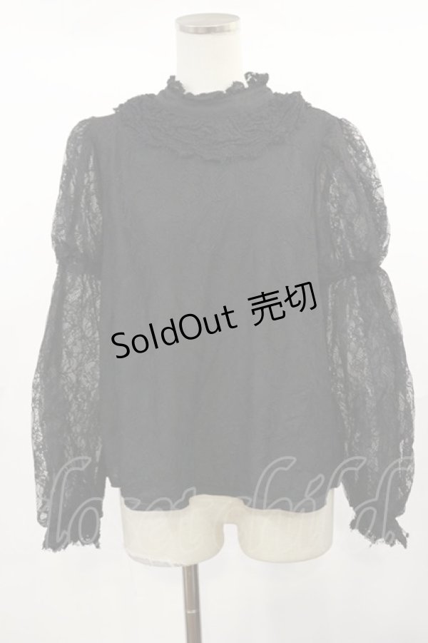 画像1: axes femme kawaii / レーシー2段パフ袖ブラウス M ブラック H-25-04-22-1019-AX-BL-NS-ZH (1)