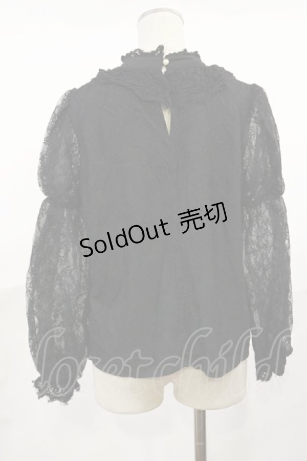 画像2: axes femme kawaii / レーシー2段パフ袖ブラウス M ブラック H-25-04-22-1019-AX-BL-NS-ZH (2)
