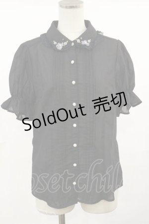 画像: axes femme POETIQUE / お花モチーフ襟ブラウス M ブラック H-25-04-22-1020-AX-BL-NS-ZH