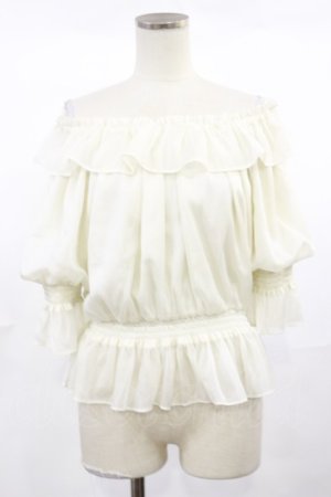 画像: F&A / シアーオフショルフリルプルオーバーブラウス Free IVORY H-25-04-22-1022-LO-BL-NS-ZH