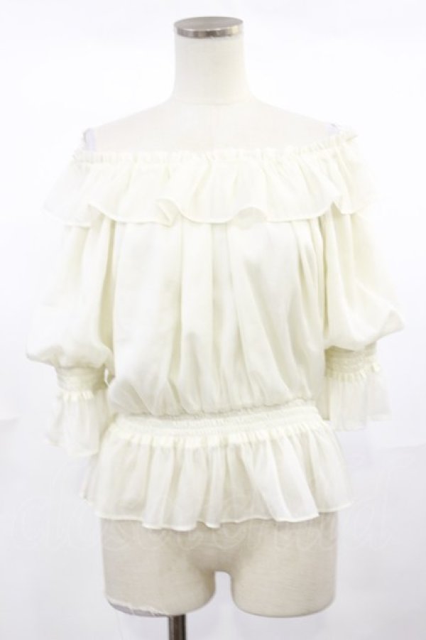 画像1: F&A / シアーオフショルフリルプルオーバーブラウス Free IVORY H-25-04-22-1022-LO-BL-NS-ZH (1)