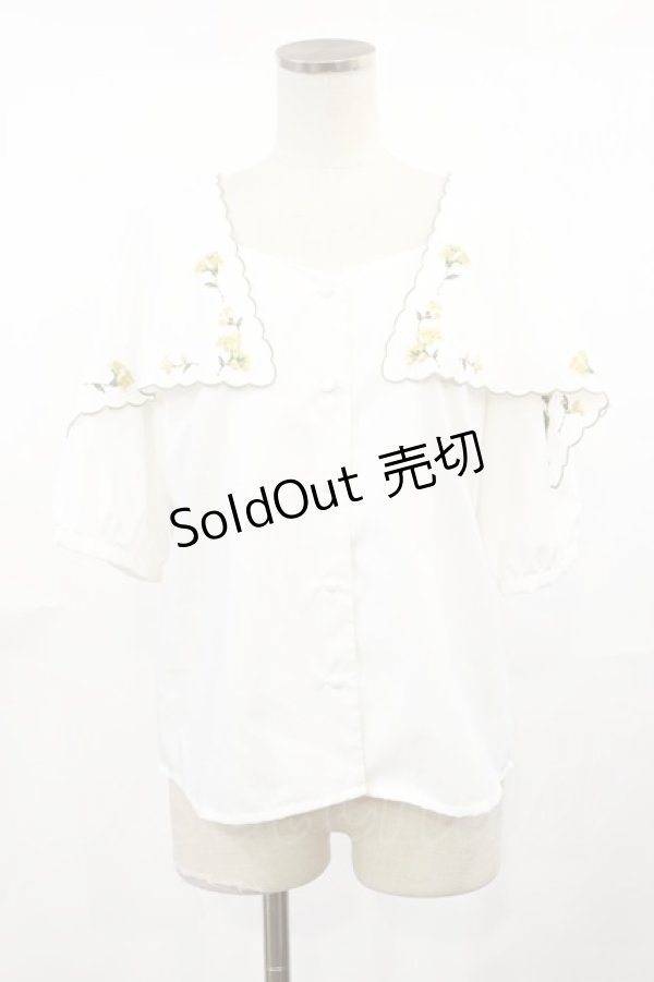 画像1: Fi.n.t / アザレア刺繍ハンカチケープブラウス Free OFF×YE H-25-04-22-1023-CA-BL-NS-ZH (1)