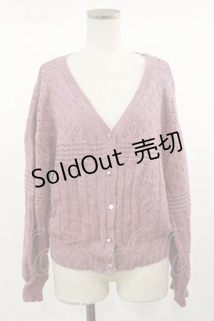画像: axes femme / 透かし編みニットカーディガン M ピンク H-25-04-22-1030-AX-TO-NS-ZH