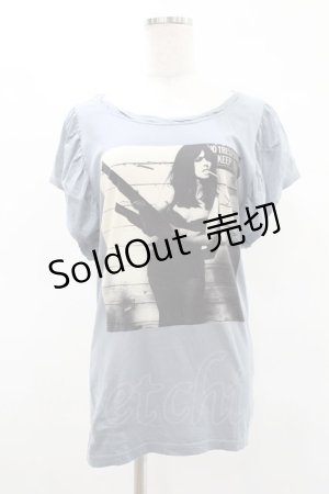 画像: HYSTERIC GLAMOUR / フォトプリントギャザースリーブカットソー  ブルー H-25-04-22-014-PU-TO-KB-ZH