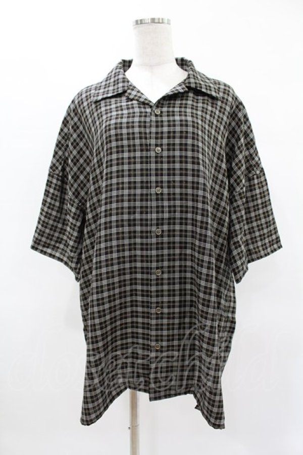 画像1: MiDiom / Check Open Collar Shirt  ブラック H-25-04-22-020-PU-BL-KB-ZH (1)