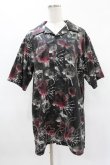 画像1: SEX POT ReVeNGe / ローズプリント半袖シャツ  黒×レッド H-25-04-22-023-SP-BL-KB-ZH (1)