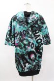 画像2: NieR Clothing / 総柄半袖プルパーカー  黒×緑 H-25-04-22-024-PU-TO-KB-ZH (2)