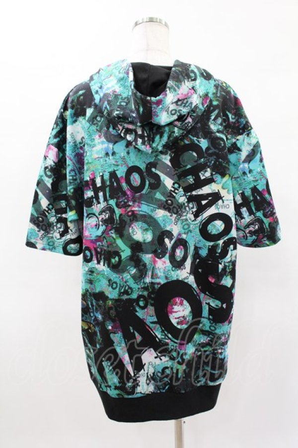 画像2: NieR Clothing / 総柄半袖プルパーカー  黒×緑 H-25-04-22-024-PU-TO-KB-ZH (2)