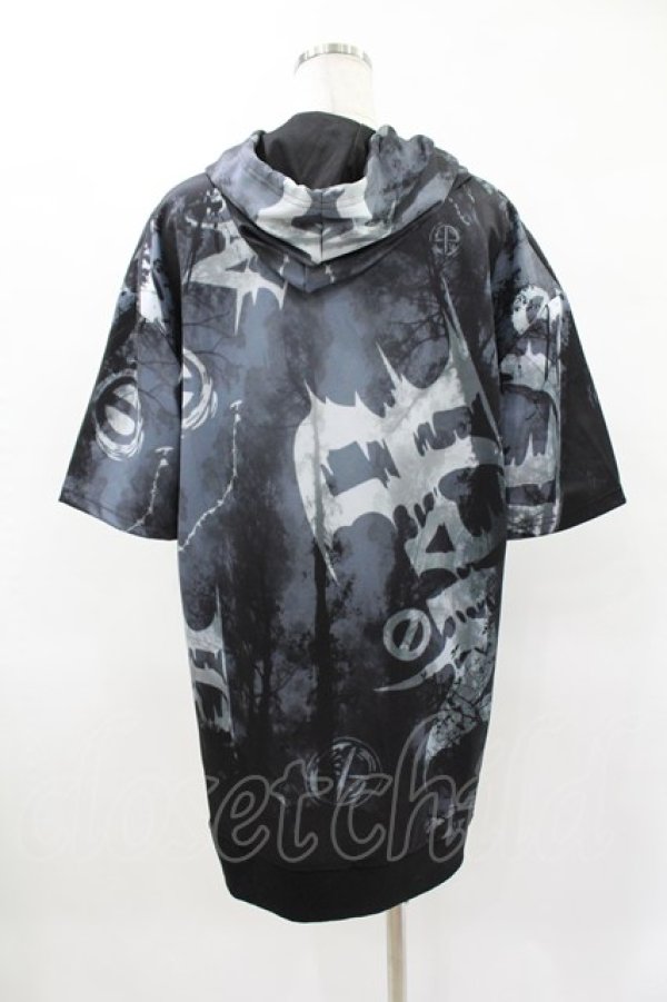 画像2: NieR Clothing / 総柄半袖プルパーカー  グレー H-25-04-22-027-PU-TO-KB-ZH (2)
