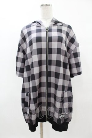 画像: NieR Clothing / 半袖ZIPパーカー  黒ギンガム H-25-04-22-030-PU-TO-KB-ZH