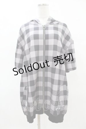 画像: NieR Clothing / 半袖ZIPパーカー  黒ギンガム H-25-04-22-030-PU-TO-KB-ZH