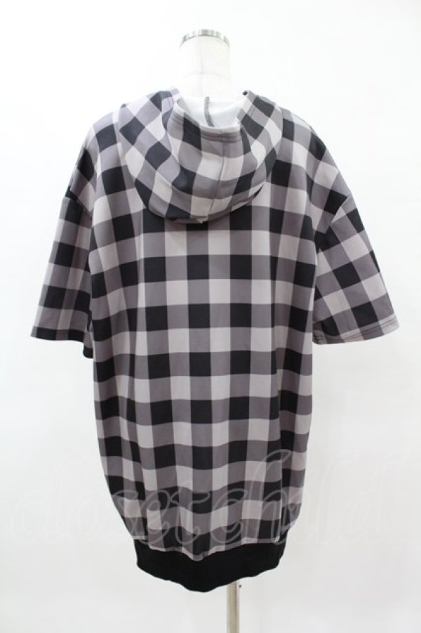 画像2: NieR Clothing / 半袖ZIPパーカー  黒ギンガム H-25-04-22-030-PU-TO-KB-ZH (2)