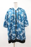 画像1: NieR Clothing / 総柄ZIP半袖パーカー  青 H-25-04-22-032-PU-TO-KB-ZH (1)