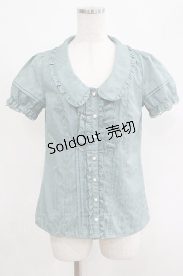 画像1: axes femme / ストライプブラウス M グリーン H-25-04-23-032-AX-BL-NS-ZH (1)