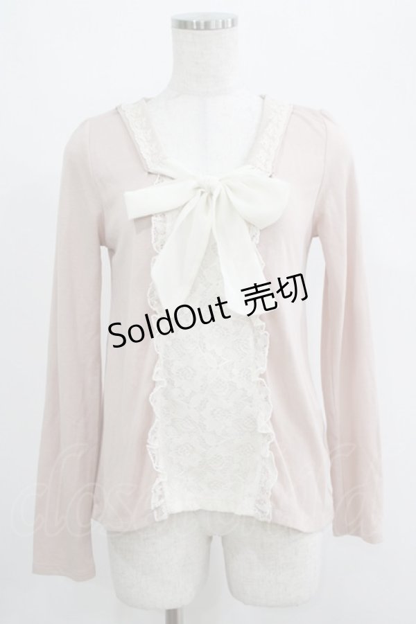 画像1: axes femme / シフォンリボントップス M ピンク H-25-04-23-040-AX-TO-NS-ZH (1)
