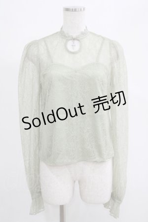 画像: EATME / デコルテレースブラウス F グリーン H-25-04-23-041-LO-TO-YZ-ZH
