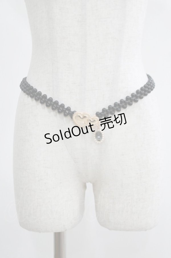 画像1: m petit by misako / サンリオキャラクターズコラボ クロミ パールベルト  ブラック H-25-04-23-062-LO-BG-NS-ZH (1)