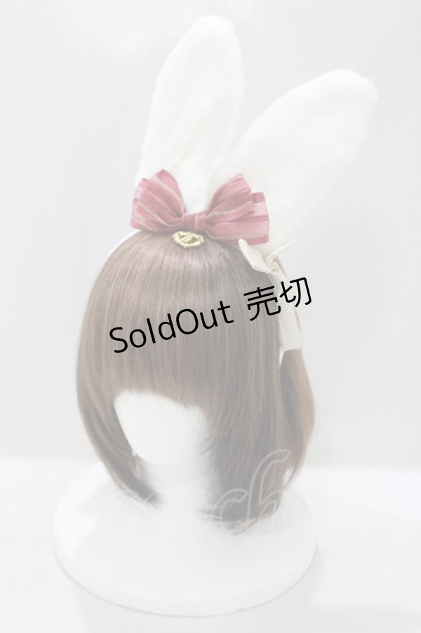 画像1: BABY,THE STARS SHINE BRIGHT / 時計うさぎのうさみみカチューシャ  オフ/エンジ H-25-04-23-074-BA-AC-NS-ZH (1)